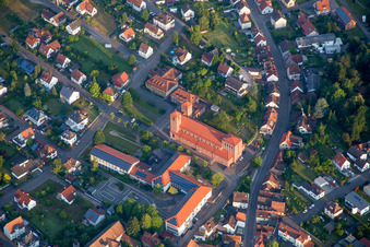 Aerial photograpy of Church building in of Christkoenigskirche Old Town- center of downtown in Hauenstein in the state Rhineland-Palatinate, Germany