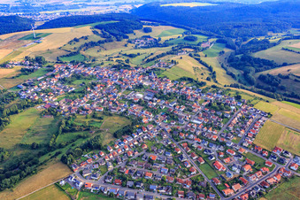 Village overview in the Southwest Palatinate from the south in Martinshöhe in the state Rhineland-Palatinate, Germany