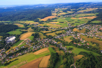 Village view from the north with Howatherm Klimatechnik GmbH in the district Traunen in Brücken in the state Rhineland-Palatinate, Germany