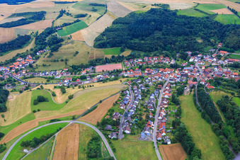 Aerial view of Village view from the west in Hefersweiler in the state Rhineland-Palatinate, Germany