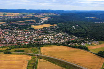 Aerial photograpy of City view from the north in Eisenberg in the state Rhineland-Palatinate, Germany