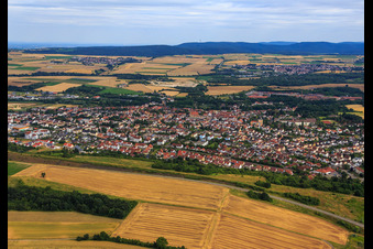 City view from the north in Eisenberg in the state Rhineland-Palatinate, Germany from above