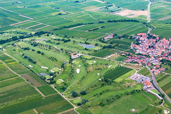 Aerial view of Golf course in Dackenheim in the state Rhineland-Palatinate, Germany
