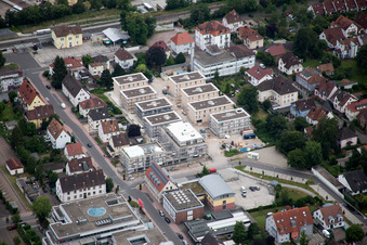 Drone recording of Construction site for City Quarters Building 'Im Stadtkern' in Kandel in the state Rhineland-Palatinate, Germany