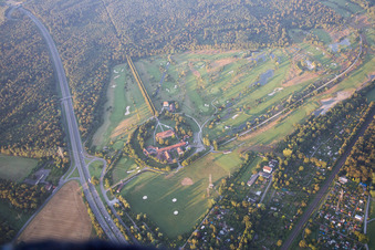 Aerial view of Scheibenhardt Golf Club in the district Beiertheim-Bulach in Karlsruhe in the state Baden-Wuerttemberg, Germany