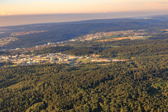 Karlsruher Straße commercial area from the north in the district Brötzingen in Pforzheim in the state Baden-Wuerttemberg, Germany