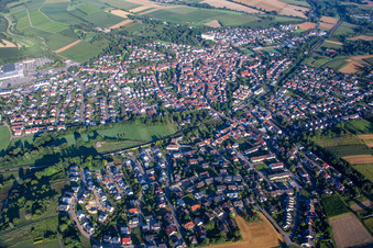 Town View of the streets and houses of the residential areas in Bruchsal in the state Baden-Wurttemberg, Germany