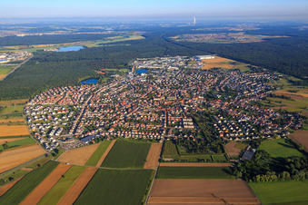 Aerial view of City view from the east in Forst in the state Baden-Wuerttemberg, Germany
