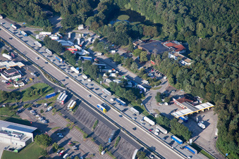 Motorway service area on the edge of the course of BAB highway A5 (Serways Hotel Bruchsal West) in Forst in the state Baden-Wurttemberg, Germany