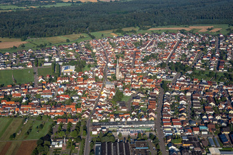 Town View of the streets and houses of the residential areas in Hambruecken in the state Baden-Wurttemberg, Germany