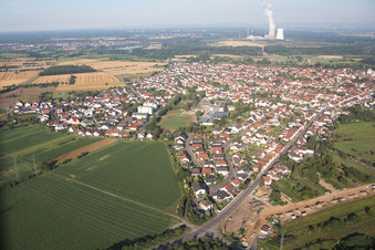 Oblique view of District Oberhausen in Oberhausen-Rheinhausen in the state Baden-Wuerttemberg, Germany