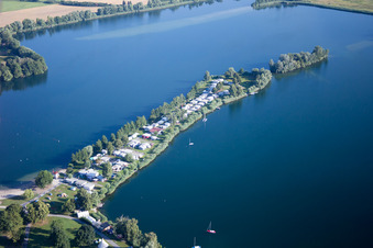 Aerial view of Erlichsee in the district Oberhausen in Oberhausen-Rheinhausen in the state Baden-Wuerttemberg, Germany