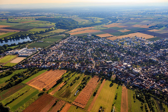 View of the town from the southwest in Altlußheim in the state Baden-Wuerttemberg, Germany