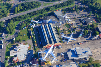 Technology Museum Speyer in Speyer in the state Rhineland-Palatinate, Germany seen from above