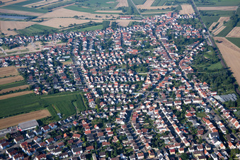 Oblique view of District Heiligenstein in Römerberg in the state Rhineland-Palatinate, Germany