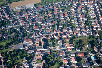 Aerial photograpy of District Berghausen in Römerberg in the state Rhineland-Palatinate, Germany