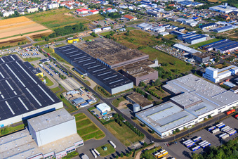 Aerial view of K2 Packaging GmbH & Co. KG in Offenbach an der Queich in the state Rhineland-Palatinate, Germany