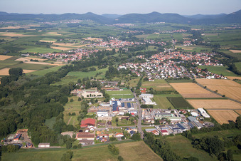 Aerial view of Billigheim, East Industrial Estate in Billigheim-Ingenheim in the state Rhineland-Palatinate, Germany