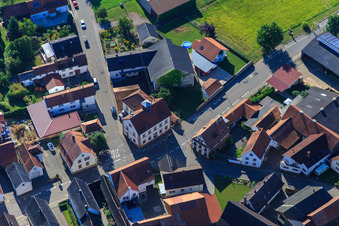 Aerial photograpy of Main Street x Niedergasse in the district Kleinsteinfeld in Niederotterbach in the state Rhineland-Palatinate, Germany