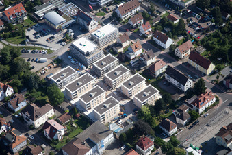 Drone image of Construction site for City Quarters Building 'Im Stadtkern' in Kandel in the state Rhineland-Palatinate, Germany