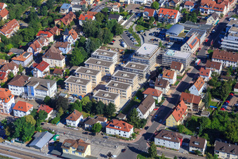 Aerial photograpy of New development area in the city center in Kandel in the state Rhineland-Palatinate, Germany