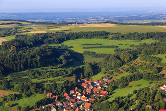 Village view from the northeast in the district Pommer in Igensdorf in the state Bavaria, Germany