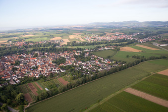 Oblique view of Maxburgstr in the district Billigheim in Billigheim-Ingenheim in the state Rhineland-Palatinate, Germany