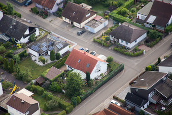 Maxburgstr in the district Billigheim in Billigheim-Ingenheim in the state Rhineland-Palatinate, Germany seen from a drone
