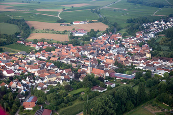 District Ingenheim in Billigheim-Ingenheim in the state Rhineland-Palatinate, Germany viewn from the air