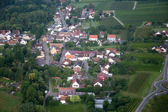 Drone recording of District Ingenheim in Billigheim-Ingenheim in the state Rhineland-Palatinate, Germany