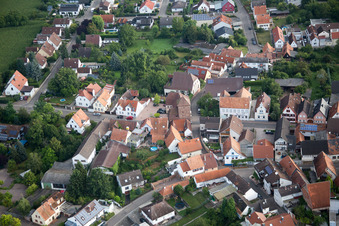 Drone image of District Billigheim in Billigheim-Ingenheim in the state Rhineland-Palatinate, Germany