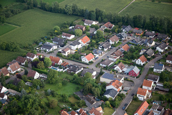 Maxburgstr in the district Billigheim in Billigheim-Ingenheim in the state Rhineland-Palatinate, Germany from the plane