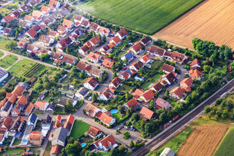Aerial view of On the railway in Steinweiler in the state Rhineland-Palatinate, Germany