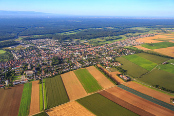 Aerial view of City overview from the north in Kandel in the state Rhineland-Palatinate, Germany