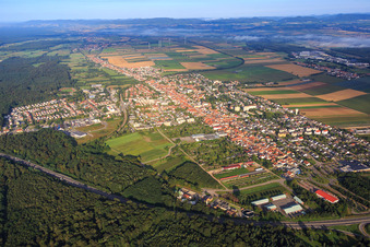 City overview from the southeast in Kandel in the state Rhineland-Palatinate, Germany from above