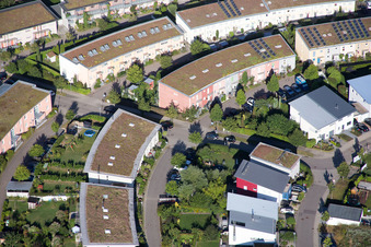 Aerial photograpy of District Hohenwettersbach in Karlsruhe in the state Baden-Wuerttemberg, Germany