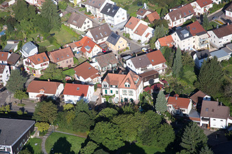 District Hohenwettersbach in Karlsruhe in the state Baden-Wuerttemberg, Germany from the plane