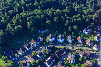 Aerial view of Max-von-Laue-Straße in the district Wolfartsweier in Karlsruhe in the state Baden-Wuerttemberg, Germany