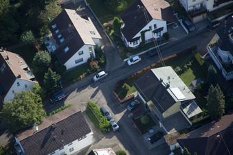 Aerial photograpy of Hellenstrasse in the district Wolfartsweier in Karlsruhe in the state Baden-Wuerttemberg, Germany