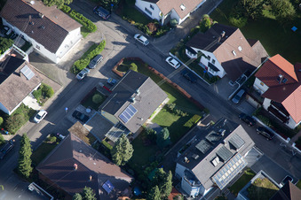 Hellenstrasse in the district Wolfartsweier in Karlsruhe in the state Baden-Wuerttemberg, Germany from above