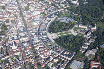 Aerial view of Circle in the district Innenstadt-West in Karlsruhe in the state Baden-Wuerttemberg, Germany