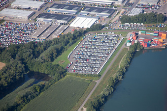Oberwald industrial area, Rhine port of Wörth in the district Maximiliansau in Wörth am Rhein in the state Rhineland-Palatinate, Germany