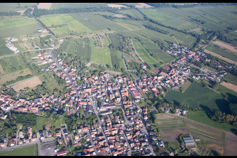 Aerial view of Obenheim in the state Bas-Rhin, France