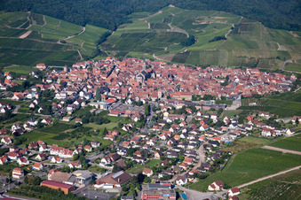 Aerial view of Village view in Dalhunden in the state Bas-Rhin, France