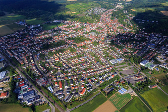 City overview from the south in Weingarten in the state Baden-Wuerttemberg, Germany