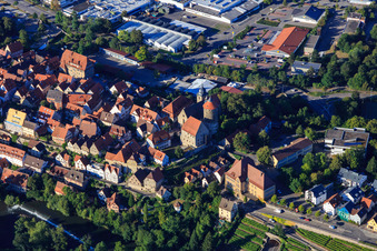 Historic old town with castle courtyard, tower, town church, and Friedrich Schelling School Besigheim in Besigheim in the state Baden-Wuerttemberg, Germany