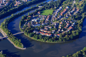 Neckarstrasse and Neckar Bridge in Besigheim in the state Baden-Wuerttemberg, Germany