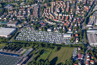 Parking space for caravans at PREMIO Caravan and Car Repair Steinheim in Steinheim an der Murr in the state Baden-Wuerttemberg, Germany