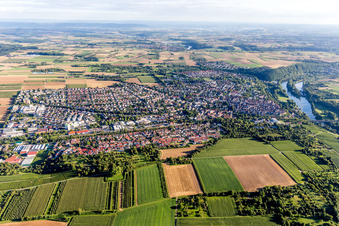 Town on the banks of the river of the river Neckar in Marbach am Neckar in the state Baden-Wurttemberg, Germany