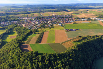 Village view from the south in Kirchberg an der Murr in the state Baden-Wuerttemberg, Germany